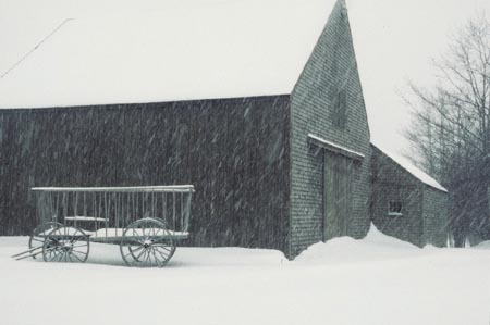 Bangor barn in winter