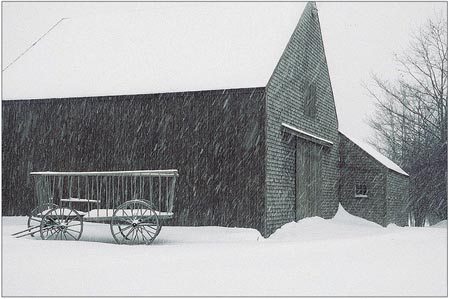 Snowy barn